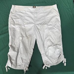 Jones New York Sport Capri Pants Women 20W Light Gray/Khaki  Drawstring